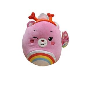NWT Squishmallows Care Bears Cheer Bear 8” Valentines Heart Rainbow Plush